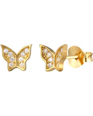The Jewellery Stockroom Plated Sterling Cubic Zirconia Butterfly Stud Earrings - Metallic
