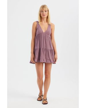 Hiccup V Neck Tiered Sleeveless Mini Dress