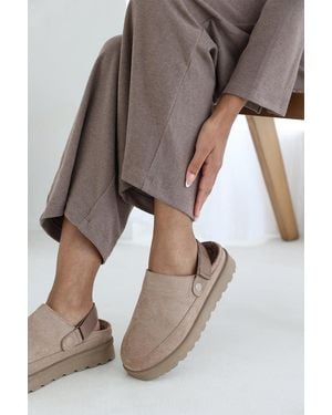 Where's That From Wheres 'Vayda' Suede Clog Boots With Slingback Strap - Grey