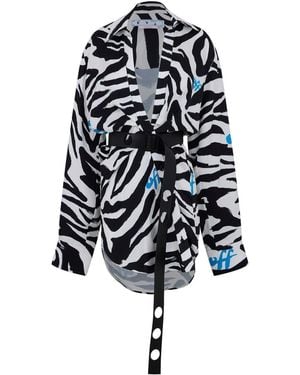 Off-White c/o Virgil Abloh Zebra Print Midi Dress - Black