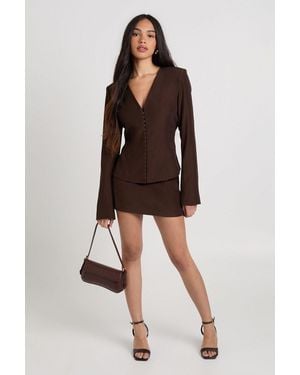 Boohoo Tailored Mini Skirt - Brown