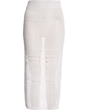 Quiz Crochet Midi Skirt - White
