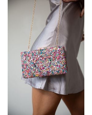 SVNX Embellished Square Clutch Bag - Grey
