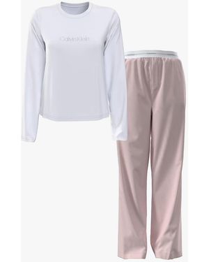 Calvin Klein Ls Pant Set Cotton - Purple