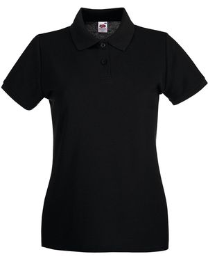 Fruit Of The Loom Ladies Premium Cotton Pique Lady Fit Polo Shirt - Black