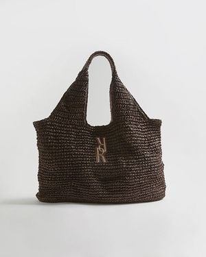 River Island Shopper Bag Rr Raffia - Black
