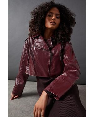 Warehouse Oversized Biker Jacket - Purple