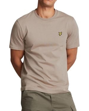 Lyle & Scott Branded Chest Logo Heritage Taupe T-Shirt Cotton - Grey