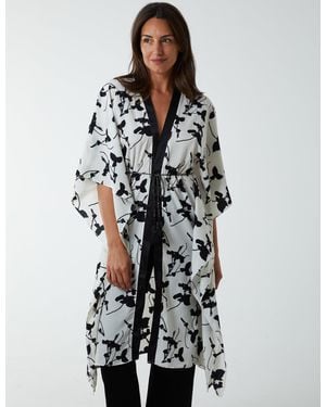 Blue Vanilla Kimono Midi With Satin Bands - Grey