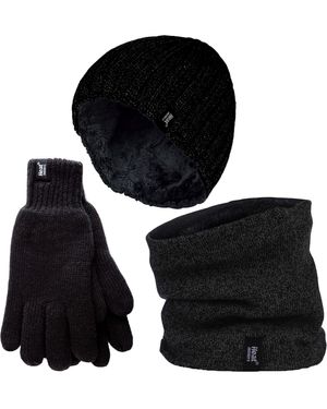 Heat Holders Hat, Neck Warmer & Gloves Set - Black