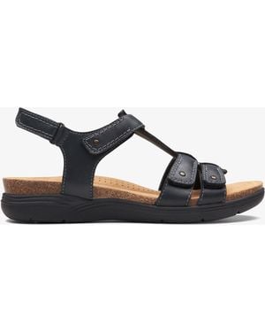 Clarks April Cove Leather Sandals - Blue