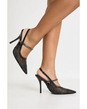 Boohoo Limited Edition Diamante Bow Heeled Mules - Black
