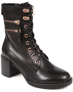 Jones Bootmaker Skylar Leather Lace-Up Boots - Black