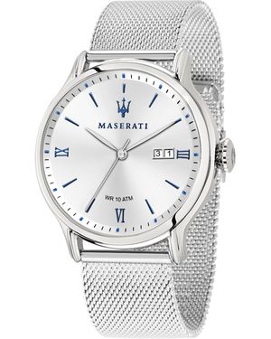 Maserati Epoca 42Mm 3H W/ Dial Ss Mesh Band - White