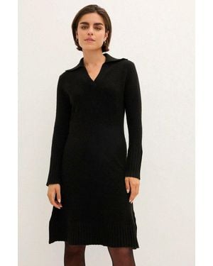 John Lewis Collared V-Neck Jumper Dress - Black