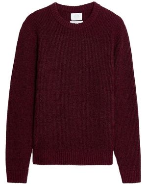 Secret Label Lambswool Chunky Rib Knit Crew Neck Jumper - Red