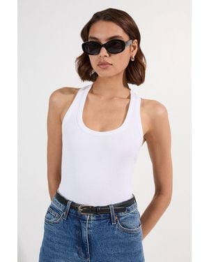 Karen Millen Compact Jersey Ribbed Racer Back Vest - White
