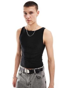 Collusion Slash Neck Muscle Fit Vest - Black