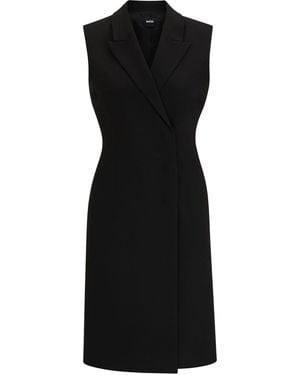 BOSS V-Neck Knee Length Wrap Dress - Black