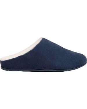 Fitflop Ladies Chrissie Suede Shearling Slippers - Blue