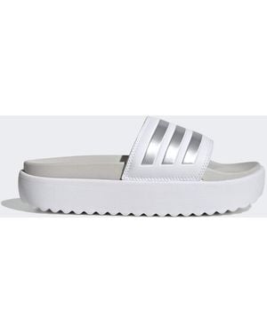 adidas Adilette Platform Slides - White
