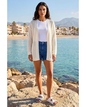 Roman Stitch Knit Cardigan - Natural