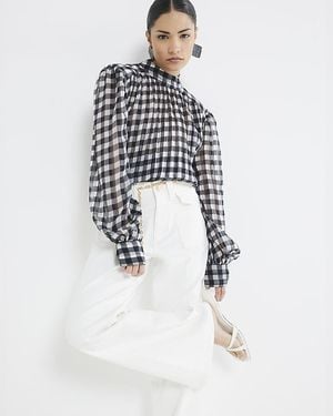 River Island Flared Jeans Petite High Rise Relaxed Cotton - White