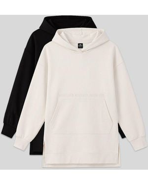TOMMY LIFE Oversized Printed Hooded Sweatshirt With Pocket - Black
