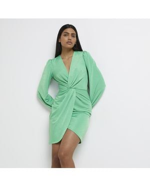 River Island Bodycon Mini Dress Twist Front - Green