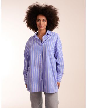 Blue Vanilla Oversized Pinstripe Shirt - Purple