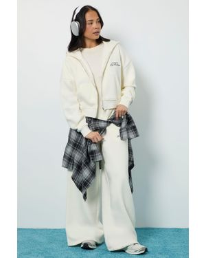 Boohoo Ath Collective Boxy Zip Through Hooded Tracksuit - White
