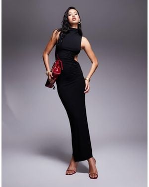 ASOS Side Cut Out Maxi Dress With High Halterneck - Blue