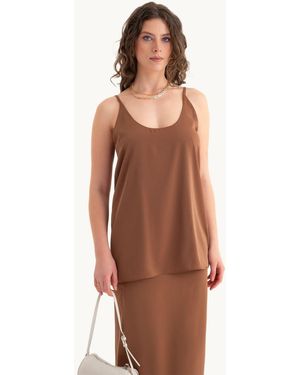 Hiccup Spaghetti Strap Tank Top - Brown