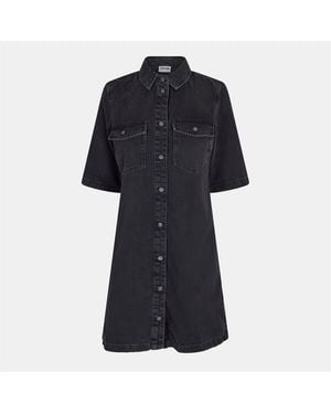Noisy May Short Sleeve Mini Denim Shirt Dress - Blue