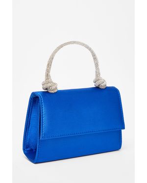 Quiz Royal Satin Top Handle Bag - Blue