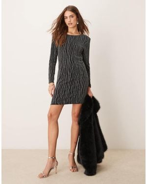 Vila O Neck Longsleeve Mini Dress - Grey