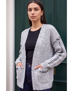 Roman Blanket Stitch Cardigan - Black