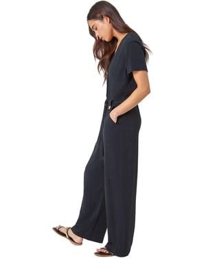 Roman Petite Linen Blend Jumpsuit - Blue