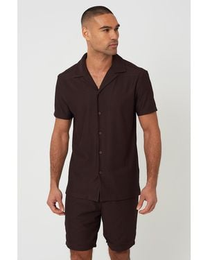 Brave Soul Revere Collar Shirt - Brown