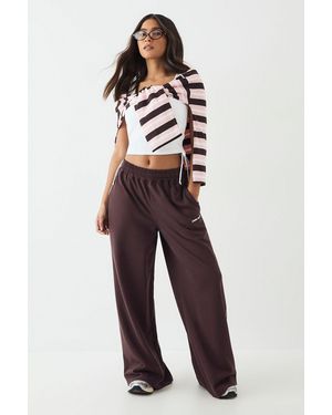 DSGN Studio Piping Detail Mid Rise Wide Leg Jogger - Brown