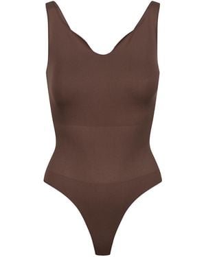 Ruey Ladies Essentials Sweetheart Bodysuit Sculpting Recycled Stretch Fit - Brown