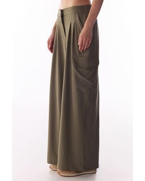 Penti Pleated High Waist Cargo Parachute Trousers - Brown