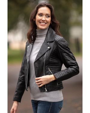 Brampton London Real Leather Biker Jacket - Brown