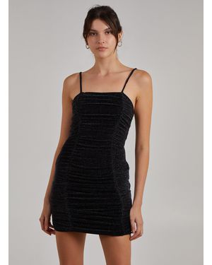 Pink Vanilla Glitter Ruched Mini Dress - Black