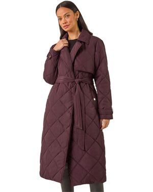 D.u.s.k Chevron Wrap Quilted Puffer Coat - Purple