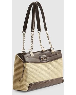 River Island Shoulder Bag Raffia Chain Handle Zip - Blue