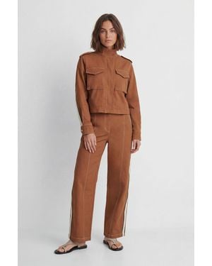 Karen Millen Petite Tailored Military Cotton Striped Jacket - Brown