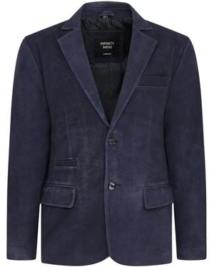 Infinity Leather Italian Suede Blazer Jacket - Blue