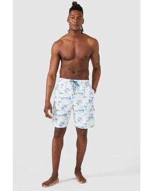 Mantaray Quick Dry Desert Island Surfer Print Cargo Swimshort - White