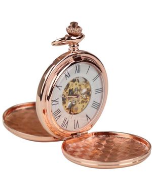 TruClothing Classic Mechanical Pocket Watch Peaky Blinders Vintage Skeleton Automatic - Brown